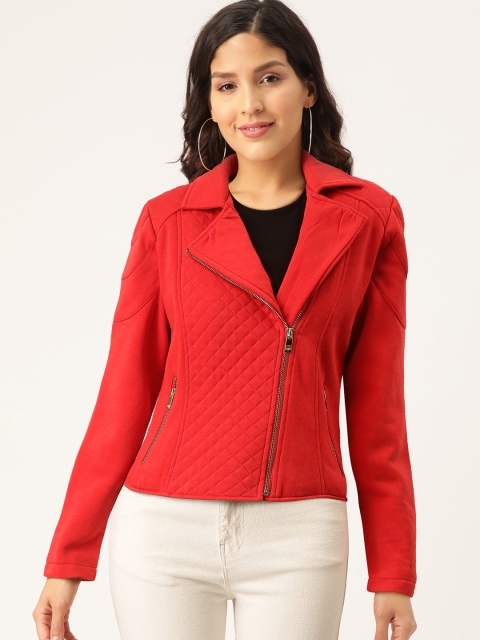 

Madame Women Red Solid Asymmetric Closure Tailored Jacket