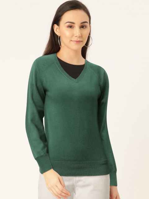 

Madame Women Green Solid Pullover