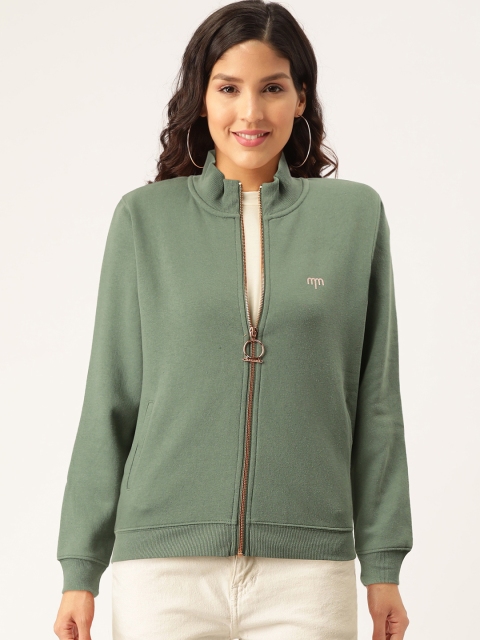 

Madame Women Green Solid Sweatshirt