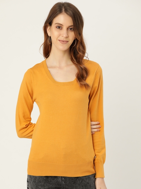 

Madame Women Mustard Yellow Solid Pullover