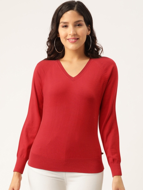

Madame Women Red Solid Pullover Sweater
