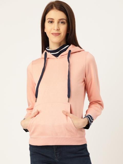 

Madame Women Pink Solid Hooded Sweatshirt