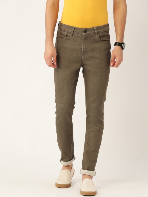 

United Colors of Benetton Men Olive Brown Carrot Fit Mid-Rise Clean Look Stretchable Jeans