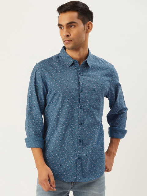 

United Colors of Benetton Men Blue & Red Regular Fit Floral Printed Casual Shirt