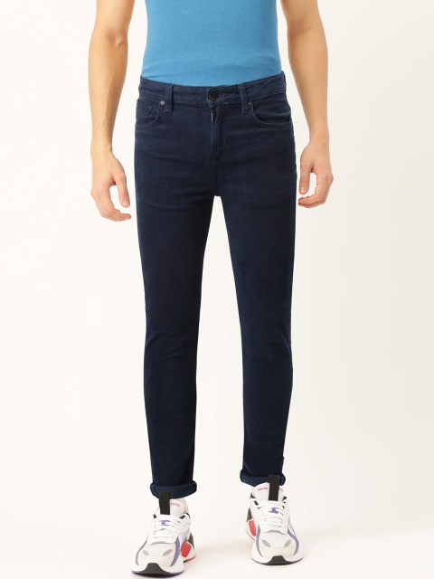 

United Colors of Benetton Men Navy Blue Solid Carrot Fit Mid-Rise Jeans