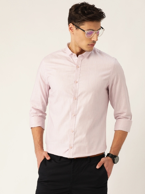 

United Colors of Benetton Men Pink Slim Fit Dobby Weave Self Design Casual Shirt