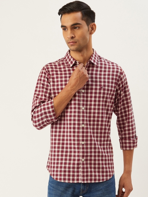 

United Colors of Benetton Men Red & White Slim Fit Checked Casual Shirt