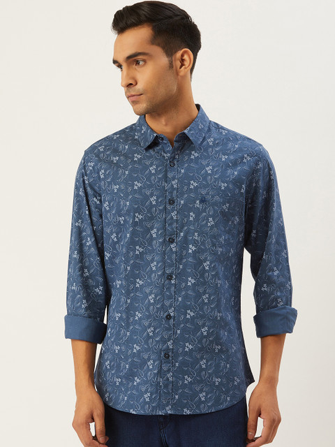 

United Colors of Benetton Men Blue Regular Fit Floral Printed Casual Shirt