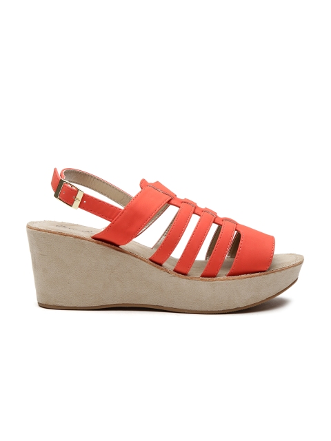 

Qupid Women Orange Strappy Wedges