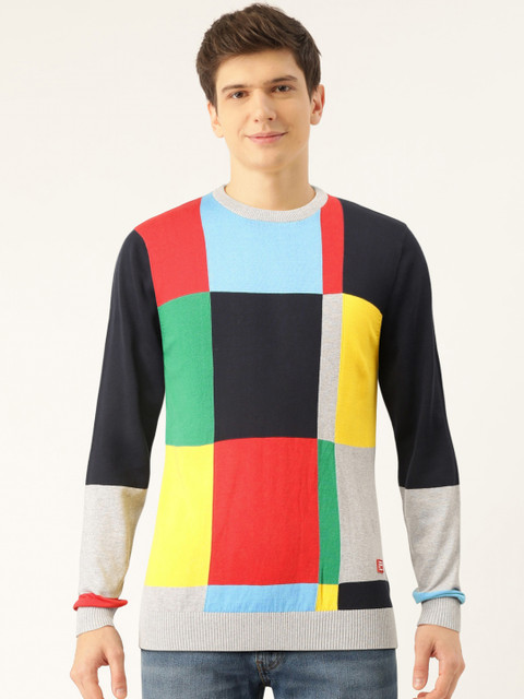 

United Colors of Benetton Men Multi-Coloured Colourblocked Pullover Sweater