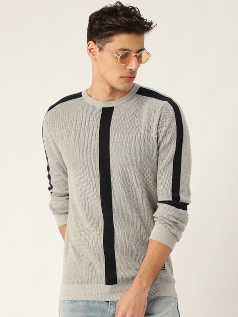 

United Colors of Benetton Men Grey Solid Pullover