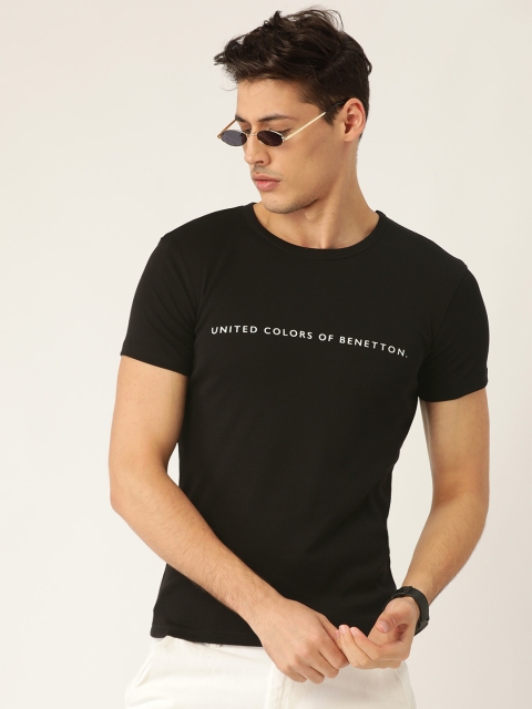 

United Colors of Benetton Men Black Printed Detail Round Neck T-shirt