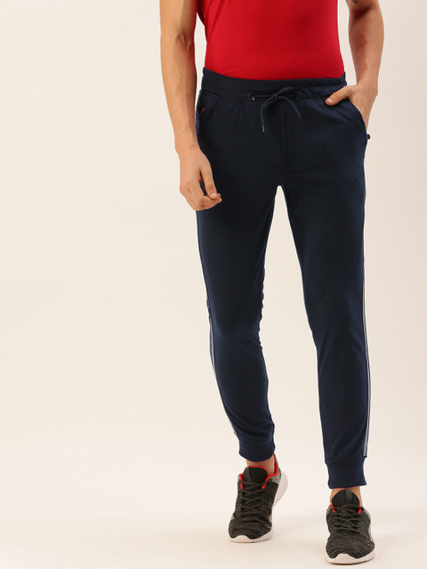 

Sports52 wear Men Navy Blue Solid Slim Fit Side Striped Joggers