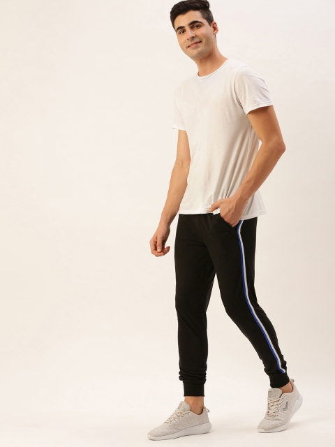 

Sports52 wear Men Black Straight Fit Solid Knitted Joggers with Side Stripes