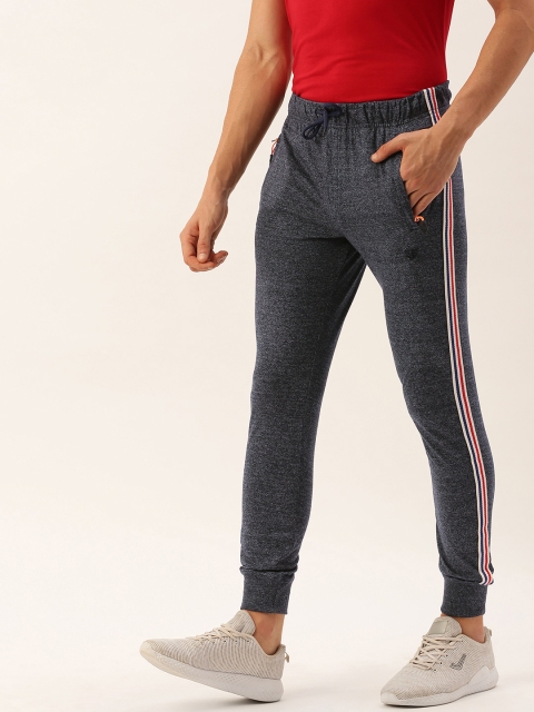 

Sports52 wear Men Blue Straight Fit Solid Knitted Joggers with Side Stripes