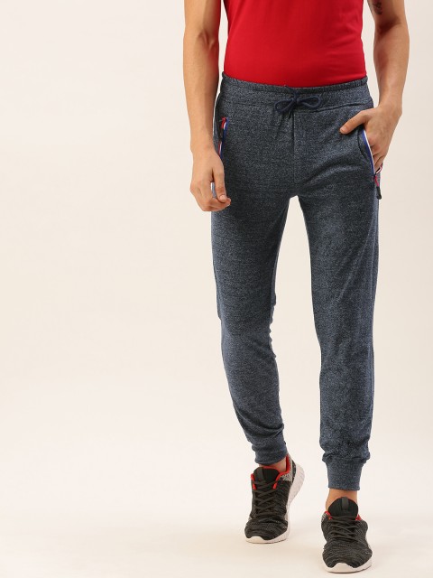 

Sports52 wear Men Navy Blue Grindle Effect Solid Slim Fit Joggers