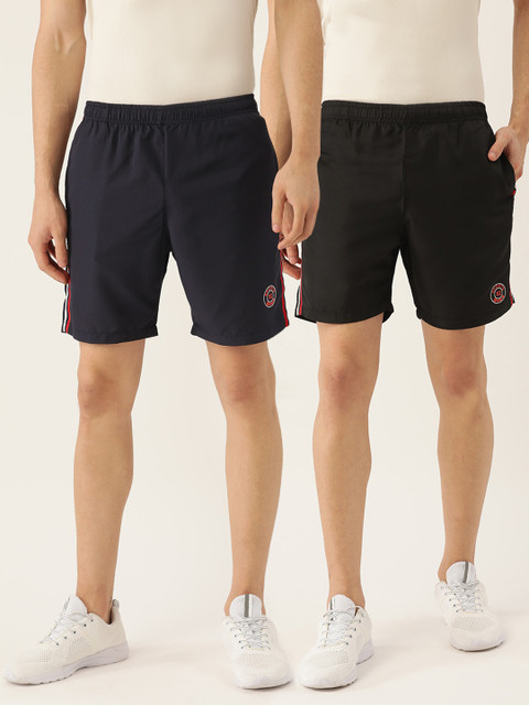 

Sports52 wear Men Pack of 2 Solid Regular Fit Sports Shorts, Black
