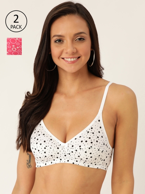 

DressBerry Pack of 2 Printed Non-Wired Non Padded Everyday Bras 02D1A, White
