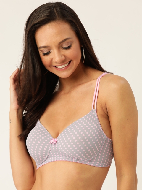 

DressBerry Grey & Pink Printed Underwired Lightly Padded T-shirt Bra DB-HLTN-BRA-011H1A