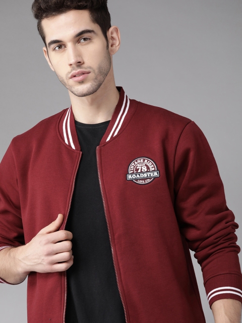 

Roadster Men Maroon Solid Sweatshirt