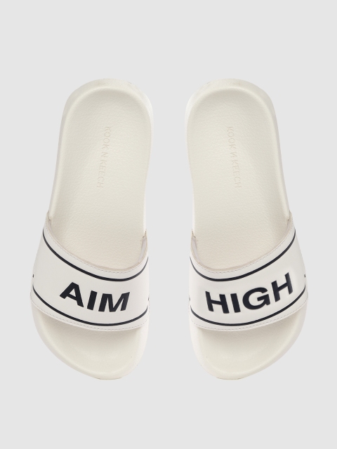 

Kook N Keech Men White & Black Printed Sliders