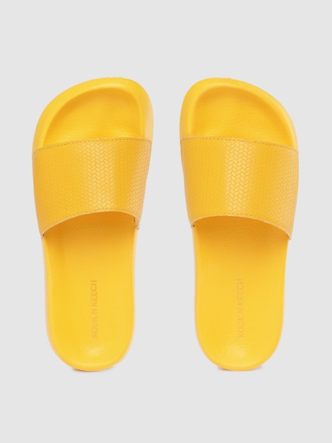 

Kook N Keech Men Mustard Yellow Textured Sliders