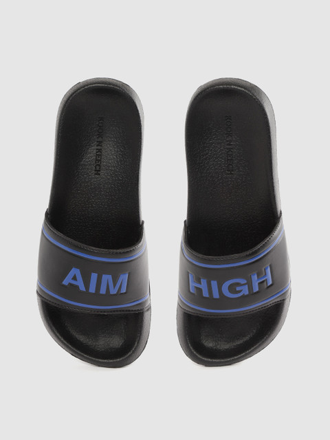 

Kook N Keech Men Black & Blue Printed Sliders