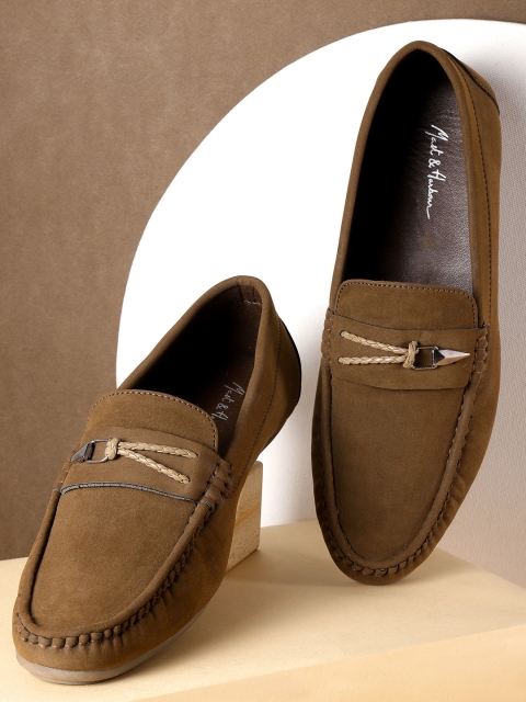 

Mast & Harbour Men Brown Suede Finish Solid Horsebit Loafers