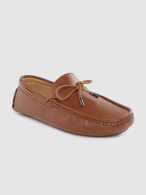 

Mast & Harbour Men Tan Brown Solid Wide Driving Shoes with Tie-Up Detail