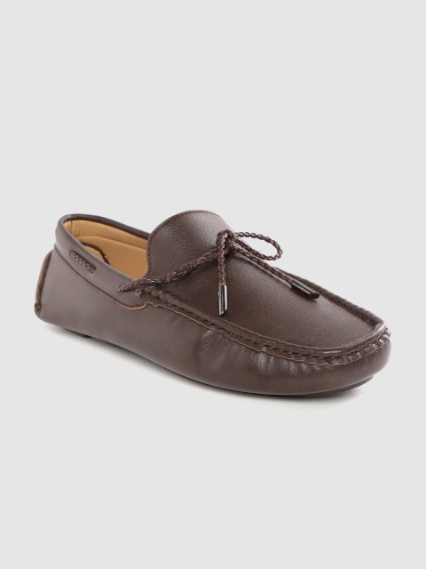 

Mast & Harbour Men Coffee Brown Solid Driving Shoes with Tie-Up Detail
