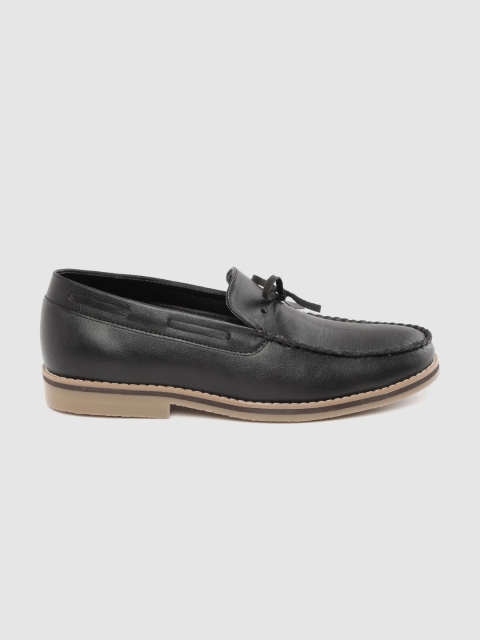 

Mast & Harbour Men Black Solid Boat Shoes with Tie-Up Detail