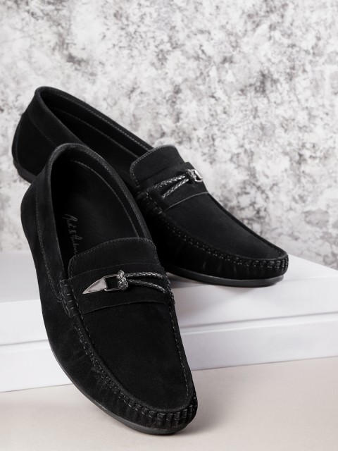 

Mast & Harbour Men Black Solid Horsebit Loafers