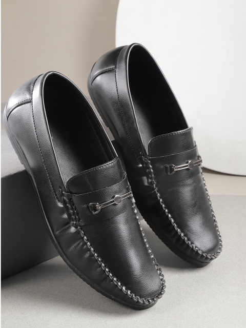 

Mast & Harbour Men Black Solid Horsebit Loafers