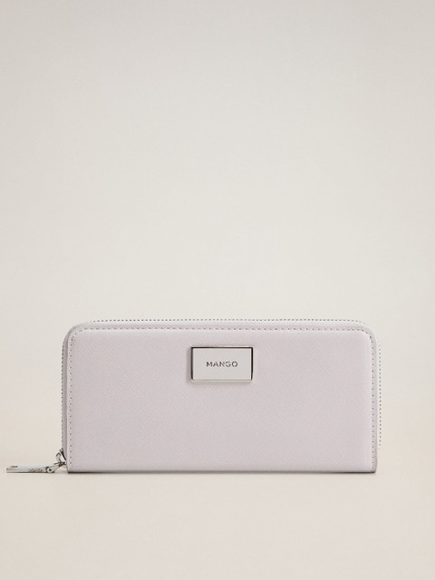 

MANGO Women Off-White Solid Zip Around Wallet