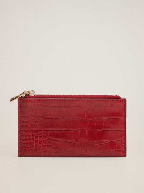 

MANGO Women Red Croc Textured Wallet