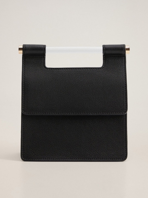 

MANGO Black Solid Satchel Bag