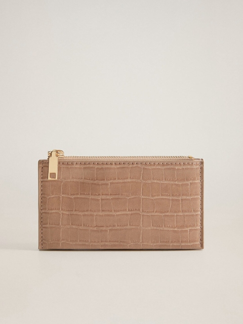 

MANGO Peach-Coloured Croc-Textured Purse
