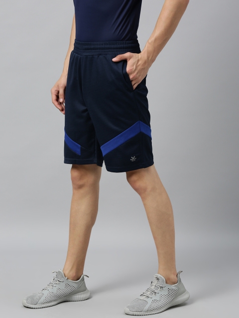 

WROGN ACTIVE Men Navy Blue Striped Regular Fit Sports Shorts