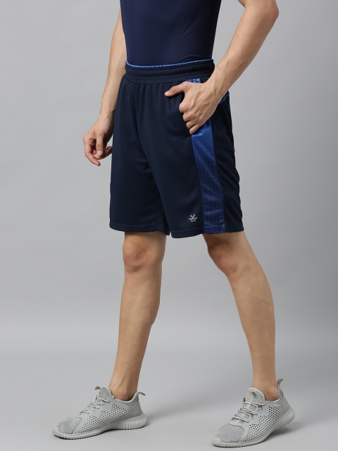 

WROGN ACTIVE Men Navy Blue Solid Regular Fit Sports Shorts with Side Stripes
