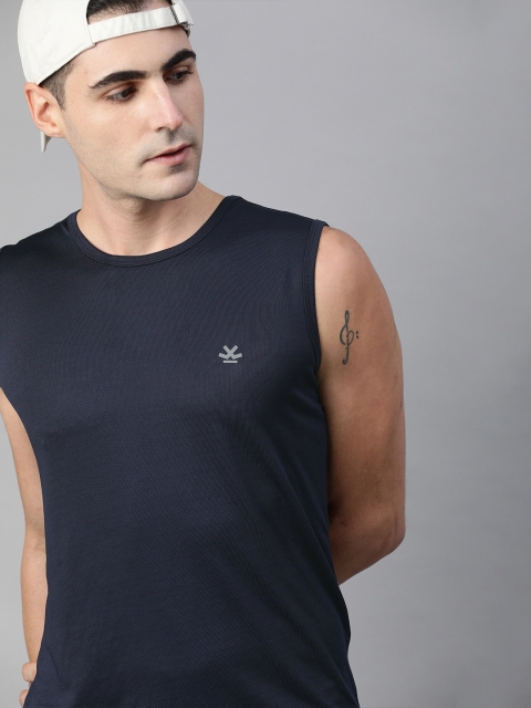 

WROGN ACTIVE Men Navy Blue Solid Round Neck T-shirt