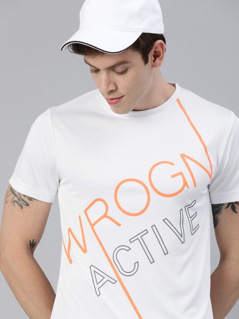 

WROGN ACTIVE Men Off-White Printed Round Neck T-shirt