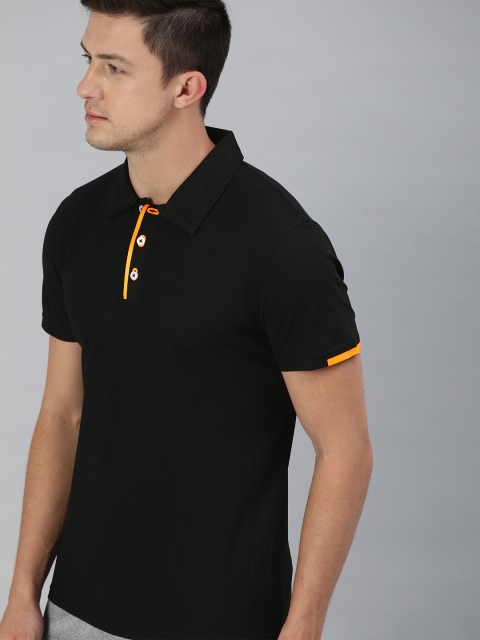 

WROGN ACTIVE Men Black Solid Polo Collar T-shirt