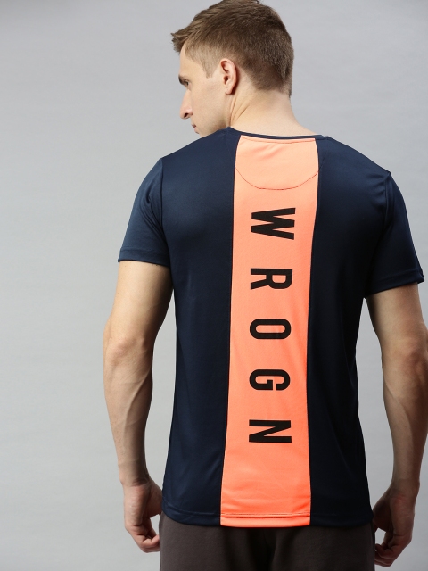 

WROGN ACTIVE Men Navy Blue Printed Back Round Neck T-shirt