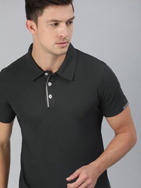 

WROGN ACTIVE Men Black Slim Fit Solid Polo Collar T-shirt