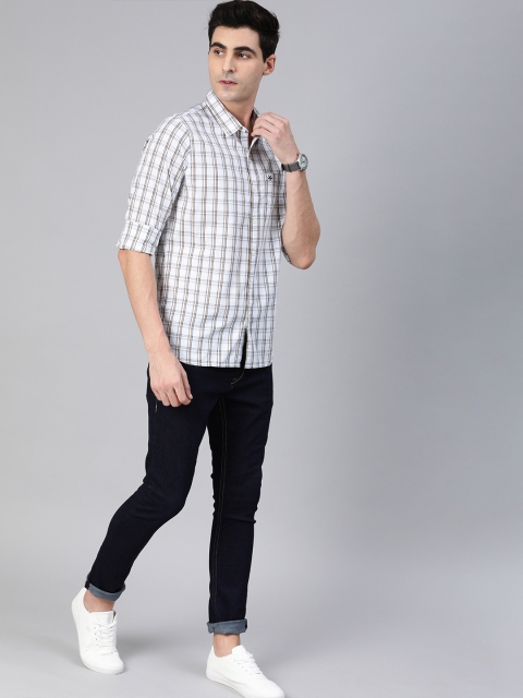 

WROGN Men White & Black Slim Fit Checked Casual Shirt