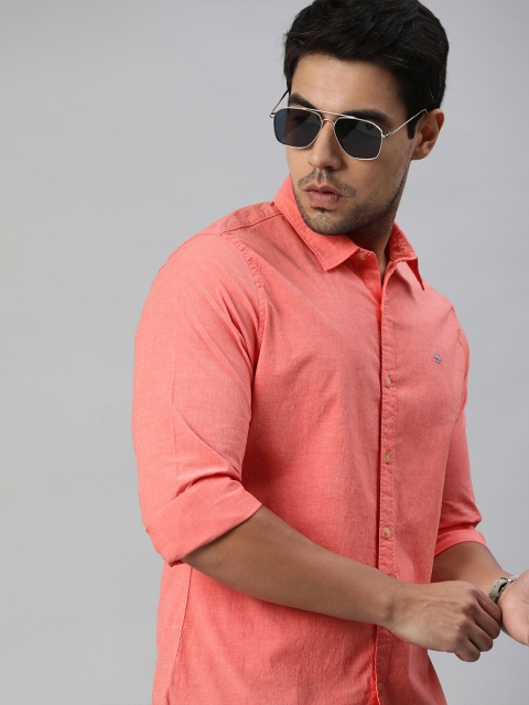 

WROGN Men Orange Slim Fit Solid Casual Shirt