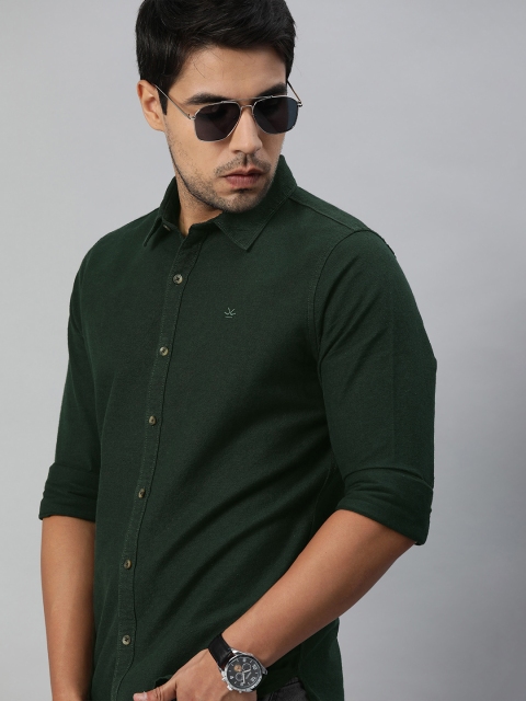 Men Green Slim Fit Casual Shirt
