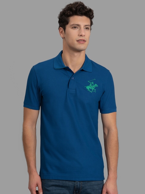 

Beverly Hills Polo Club Men Navy Blue Solid Polo Collar T-shirt