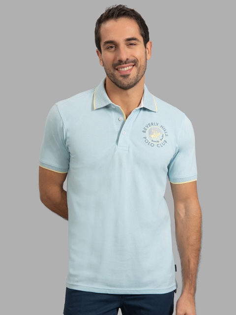 

Beverly Hills Polo Club Men Blue Solid Polo Collar T-shirt