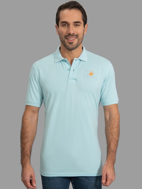 

Beverly Hills Polo Club Men Blue Solid Polo Collar T-shirt